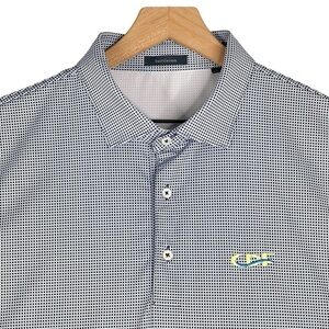 Turtleson Polo Mens XL Geometric Print Performance Stretch Golf Shirt Blue